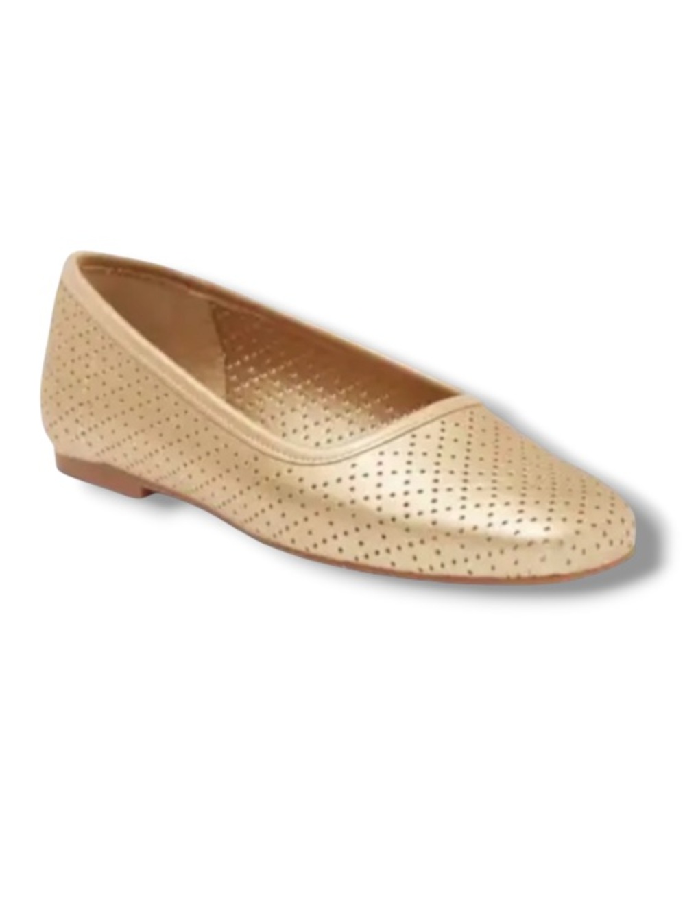 Nordstrom Rack Women’s Gold Alba Flats Square Toed Shoes Perforated Design